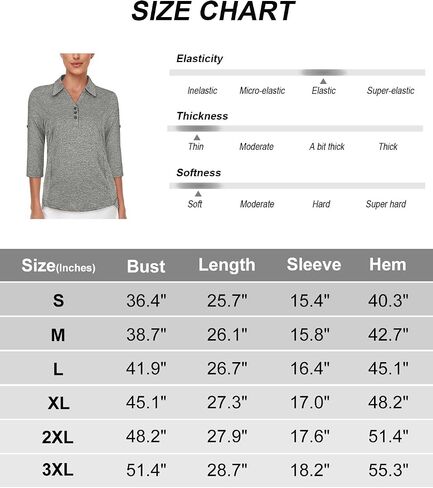 LURANEE Womens Golf Shirt 3/4 Roll Sleeve T Shirts 2-Buttons Polo Workout Tops Quick Dry UPF 50+ Shirts in Saudi Arabia