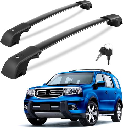 قضبان متقاطعة لرف السقف بوزن 220 رطل متوافقة مع Honda Pilot 2009-2015 (مع قضبان مرتفعة)، شريط من الألومنيوم عالي التحمل قابل للقفل ومضاد للسرقة ومفتاح قفل معدني أسود غير لامع مطلي بمسحوق غير قابل للتآكل in Saudi Arabia