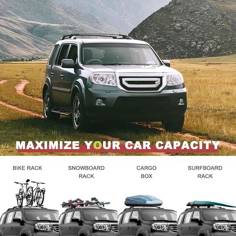 قضبان متقاطعة لرف السقف بوزن 220 رطل متوافقة مع Honda Pilot 2009-2015 (مع قضبان مرتفعة)، شريط من الألومنيوم عالي التحمل قابل للقفل ومضاد للسرقة ومفتاح قفل معدني أسود غير لامع مطلي بمسحوق غير قابل للتآكل in Saudi Arabia