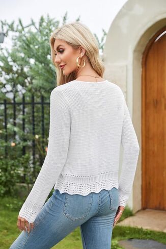 GRACE KARIN Women's Long Sleeve Cardigan Tie Front V Neck Crochet Lightweight Shrug Sweaters for Dresses Knit Top in Saudi Arabia