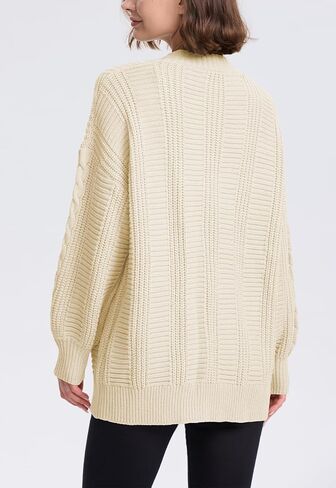 Cakulo Womens Oversized Chunky Cable Knit Cardigan Sweaters 2024 Fall Open Front Button Women Cardigans Pocket in Saudi Arabia