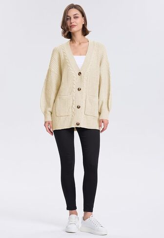 Cakulo Womens Oversized Chunky Cable Knit Cardigan Sweaters 2024 Fall Open Front Button Women Cardigans Pocket in Saudi Arabia