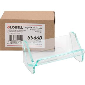 Lorell Paper Clip Holder, Clear/Green (LLR80660)