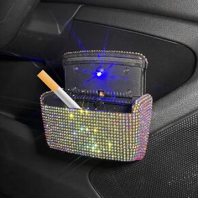 Car Cigarette Ashtray Air Outlet Ashtray Auto Car Cigarette Ashtray with Lid Blue LED Light Indicator Smokeless Ash for Car Cup Holder(Pink)