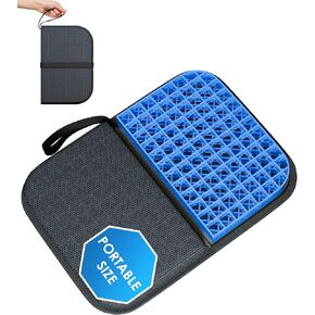 Gel Seat Cushion, Portable Travel Cushion for Long Sitting, Thick & Foldable, 14.5" x 10.5" Large Size Chair Seat Cushion for Office Chair Car Wheelchair, Relief Sciatica Coccyx Pain