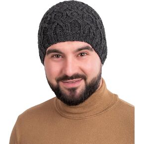 SAOL 100% Merino Wool - Irish Cable Knit Winter Hat for Men's