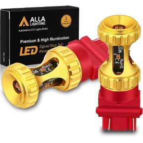 Alla Lighting 3156 3157 LED Red Bulbs 3000lm Turn Signal, Stop Brake Tail Lights T25 3047 3057 3457 4157 4057 3155 for Cars, Trucks, Motorcycles, Extreme Super Bright