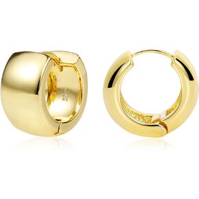 Chunky Hoop Earrings for Women 14k Gold Plated Sterling Silver Huggie Hoops Earrings Small Thick Gold Silver Hoop Earrings Jewelry