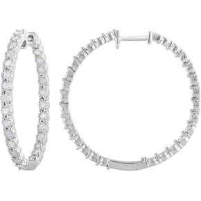 Beyond Brilliance 1/2 to 1 Carat Round Cut Inside-out Diamond Hoop Earrings in Sterling Silver(J-K, I3) | Fine Jewelry for Women| Gift Box Included