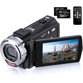 Video Camera Camcorder Digital Camera Recorder Full HD 1080P 30FPS 30MP IR Night Vision Vlogging Camera for YouTube Kids 3.0 Inch LCD Screen 16X Zoom Camcorders Camera Remote Control with 2 Batteries