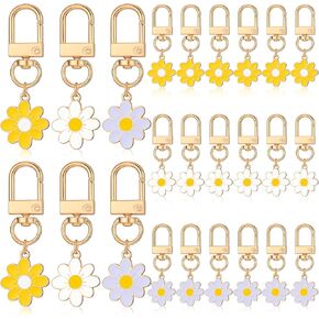 24 Pcs Flower Keychain Cute Handbag Key Chain Bulk Aesthetic Key Ring Charms for Handbags Purse Accessories