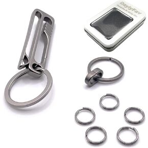 Titanium Belt Key Holder Quick Release Keychain Duty Belt Key Clip for Pants Car Keys with Side Pushing Ti Main Keyring & Multiple Ti Rings, Key Chain Organizer for Women Men' s EDC Needs