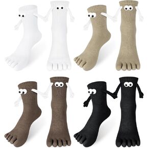 4 Pairs Novelty Magnetic Holding Hands Toe Socks Funny Magnetic Socks Gifts For Couples Friends Teens Boyfriend