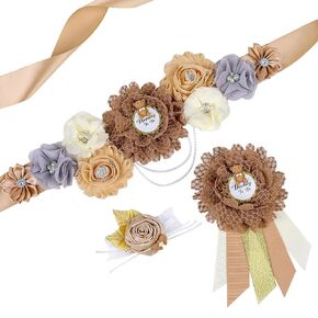 تيدي بير وشاح الأمومة استحمام الطفل وشاح أمي لتكون الصدار دبوس زهرة الصدار المعصم لاستحمام الطفل الحمل زهرة حزام البطن التصوير الفوتوغرافي الأمومة تكشف عن الجنس، حزام زهرة لفستان الأمومة in Kuwait