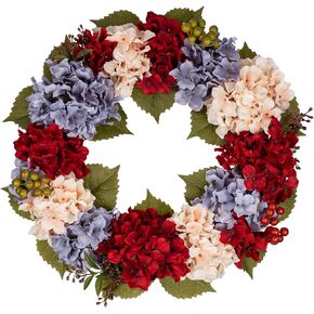 Fall Wreaths for Front Door, 24 inch Autumn Wreath with Hydrangeas Berries Large Fall Door Wreath Artificial Hydrangea Flowers Wreath Fall Decorations for Farmhouse Thanksgiving Harvest Door Wall