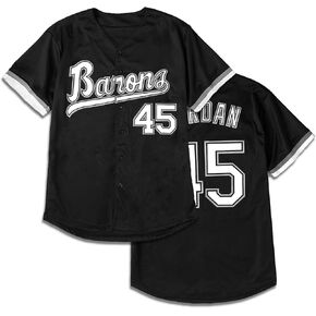 Men's Barons #45 Hip Hop Baseball Jersey,Short Sleeves Baseball Jerseys,White Black Stitched S-5XL Baseball Gift