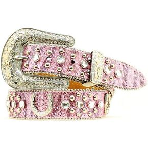 Western Belt Girls Floral Horseshoe Glitter Pink N4411030