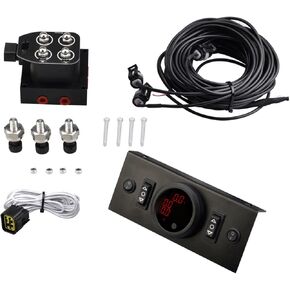 12V Solenoid 8-Valve Air Ride Suspension Manifold Valve with Control Panel Ship Type Switch, Equipped with Five Display air Pressure Gauge