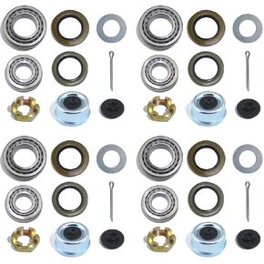 4Sets 7000 LB Boat Trailer Axle Bearing Kits, 25580 14125A Bearing Kits, 21333TB/10-10 Grease Seals,22333TB/10-36 Grease Seals 2.72" Dust Caps and Rubber Plugs Cotter Pins for #D42 Spindle