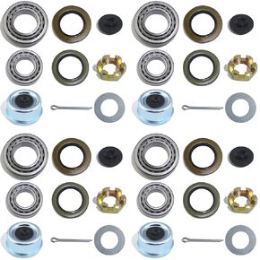 4Sets 5200-6000 lb LB Boat Trailer Axle Bearing Kits, 25580 15123 Bearing Kits, 21333TB/10-10 and 22333TB/10-36 Grease Seals, 2.44" Dust Caps and Rubber Plugs Cotter Pins for #D42 Spindle
