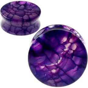 Purple Dragon Vein Organic Stone Ear Plugs Gauges Sold in Pairs