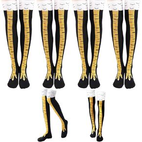 4 Pair Chicken Leg Socks,Novelty Funny Knee-High Chicken Feet Socks,Crazy Chicken Feet Socks for Women Men Funny Gifts,Party Novelty Socks