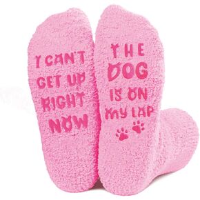 Dog Mom Gifts for Women - Funny Pink Socks Birthday Gift For Dog Lovers Women Novelty Pink Dog Fuzzy Socks Valentine Birthday Friends Gifts (One Size)