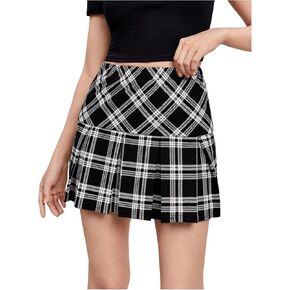 Milumia Girl's Plaid High Waist Built in Shorts Mini Pleated Skirts