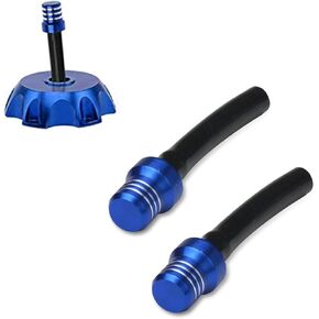 2 PCS Car Fuel Tank Breather Tube, 2.75" x 0.47" CNC Alloy Fuel Tank Cap One-way Breather Cap with Steel Balls, Replacement Accessories, for Cars, Off-road Motorcycles, ATVs (Black & Blue)