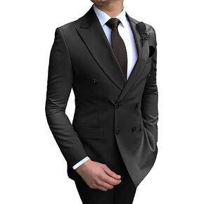 Mens Suits Slim Fit Double Breasted Suits 2 Piece Blazer Pant Wedding Prom Suits