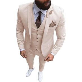 Wangyue Mens Suits Slim Fit 3 Piece Suit One Button Formal Wedding Groomsmen Prom Tuxedo Jacket Pants Vest Set