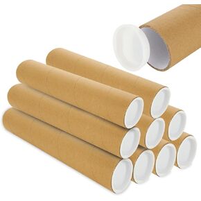 10 Pack Mailing Tubes with Caps, 2x12 Inch Cardboard Mailers Tubes, Cardboard Poster Tube for Packaging Posters, Shipping Tube for Mailing and Storage, Maps, Blueprint, Posters, DIY Projects