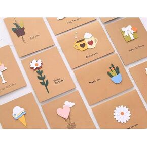 Handmade Vintage Kraft Blank Note Cards, 3.22 x 4.0 inches, Set of 12, with Envelopes, Thank You Cards, Greeting Cards, Invitation Cards for Birthday Party, ‎as pictures shown in Saudi Arabia
