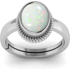 11.25 Ratti/12.00 Carat Natural Certified Panchdhatu White Opal Gemstone 925 Sterling Silver Adjustable Ring For Men And Women