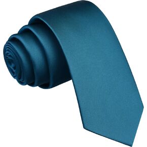 2.4"（6cm） Mens Solid Skinny Satin Tie Pure Color Slim Necktie for Business and Wedding