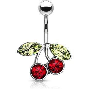 مجموعة 14 مقياس تشيري تشيكوسلوفاكيا 316L حلقة السرة الفولاذية مع طلاء الروديوم فوق النحاس in Kuwait