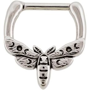Pierced Owl 16GA 316L Stainless Steel Crescent Moth Septum Clicker Ring