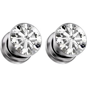 Astm F136 Titanium CZ Ear Gauges Screw Fit Flesh Tunnels Plugs Gauges Earring Expander Stretcher Ear Tunnels For Ears 8G 6G 4G 2G 0G 00G Plug Earrings Body Piercing Jewelry For Women Men