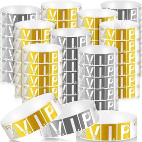 400 Pcs VIP Wristbands for Events Waterproof Party Armbands Gold and Silver Paper Wrist Bands Lightweight Paper Wristbands Custom Wristbands Paper Bracelets Wristbands Arm Bands for Events Clubs