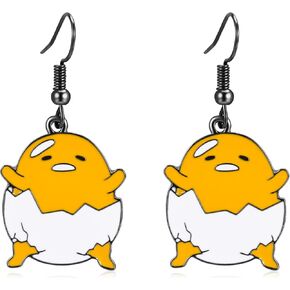 Cute Gudeta Egg Earrings Yellow Enamel Anime Egg Earrings For Girl