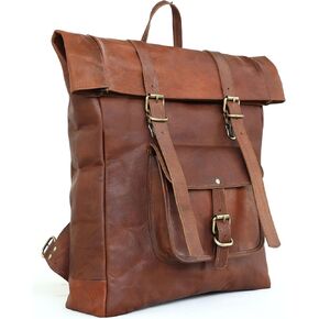 ANUENT Brown Leather Backpack for Men | Genuine 15.6-inch Vintage Laptop Backpack | Retro Travel & Work Rucksack | Stylish Leather Laptop Bag for Men | Large Travel Bag