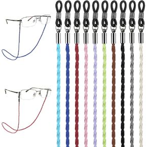 10Pcs Eyeglass Strap Chains, Eyeglasses String Holder Strap Cord, Anti Slip Eye Glasses Holder Chains, Glasses Lanyard Holders Around Neck, Multicolor Eyewear Retainer for Women Men and Kids