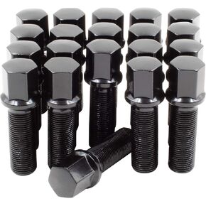 Wheel Accessories Parts Set of 20 Black M15x1.25 Lug Bolts Ball Seat with 17mm Hex, 40mm Thread Length Wheel Lug Bolt for Factory & Aftermarket Wheels- Fits 2019-2021 Mercedes GLE350, GLE450, GLE580