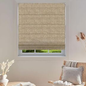 Blackout Custom Roman Shades for Windows, Thermal Insulated Sunlight Blocking Window Blinds for Home Office, Privacy French Door Shade, 20" W x 40" H Sandy Brown, Easy Install