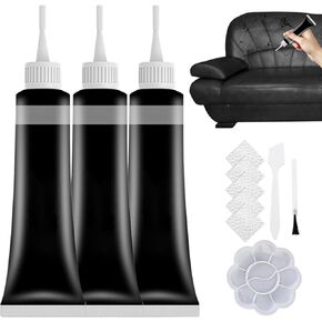 Advanced Leather Repair Gel, New Leather Repair Kit for Car Seat Vinyl Repair Kit, Leather Repair Kit for Car Seat Multifunctional Couch and Jacket Repair Kit 3 Pcs (Black)