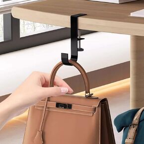 2 PCS J Shaped Purse Hook for Desk Bag Hanger Purse Hooks for Tables Heavy Duty Handbag Hanger Organize Desktop Storage Items (''J''-Shaped(2 Black))