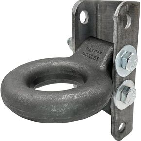 A.A Adjustable C Channel Bracket & 3"" Lunette Ring for Trailer Coupler, Raw Steel - 6 Hole 5-Position, 24,000 lb Ring