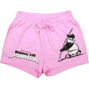 Bioworld Kung Fu Panda Po Puff Print Women's Pink Sweat Shorts