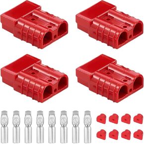 smseace 4Pack 50Amp 6-12 Gauge Battery Quick Connect/Disconnect Plug Connector Red and erson Power Products for Winch, Trailer and trolling Motor