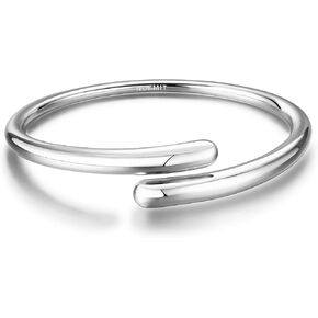 NOKMIT 14K Gold Filled Cuff Bnagle Bracelets for Women Bypass Teardrop Adjustable Wrap Open Bracelet Simple Minimalist Statement Stackable Bracelets High Polished Smooth Gold Silver Tone